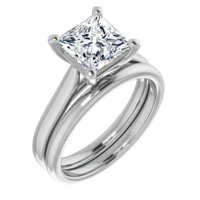 Princess Cut Moissanite Cathedral Solitaire