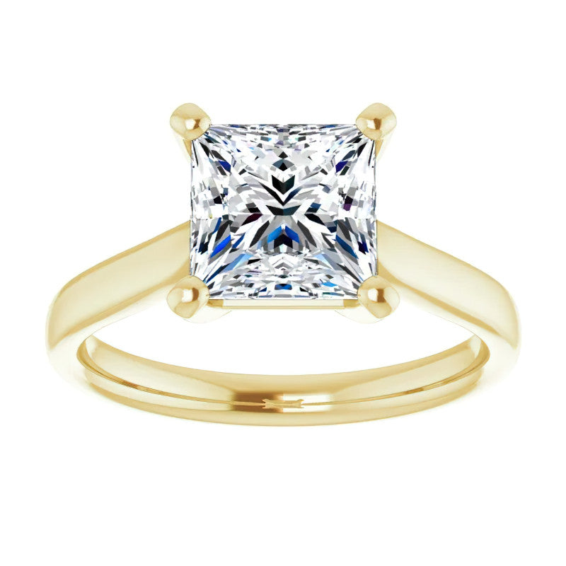 Princess Cut Moissanite Cathedral Solitaire
