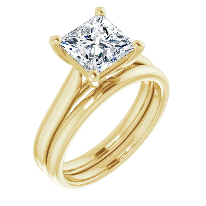 Princess Cut Moissanite Cathedral Solitaire