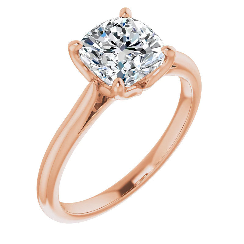 Cushion Cut Moissanite Cathedral Solitaire Ring