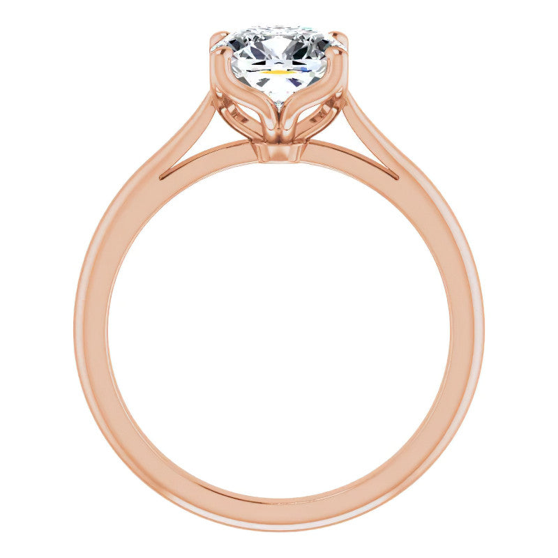 Cushion Cut Moissanite Cathedral Solitaire Ring