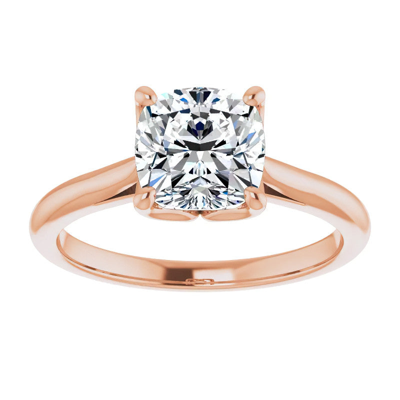 Cushion Cut Moissanite Cathedral Solitaire Ring
