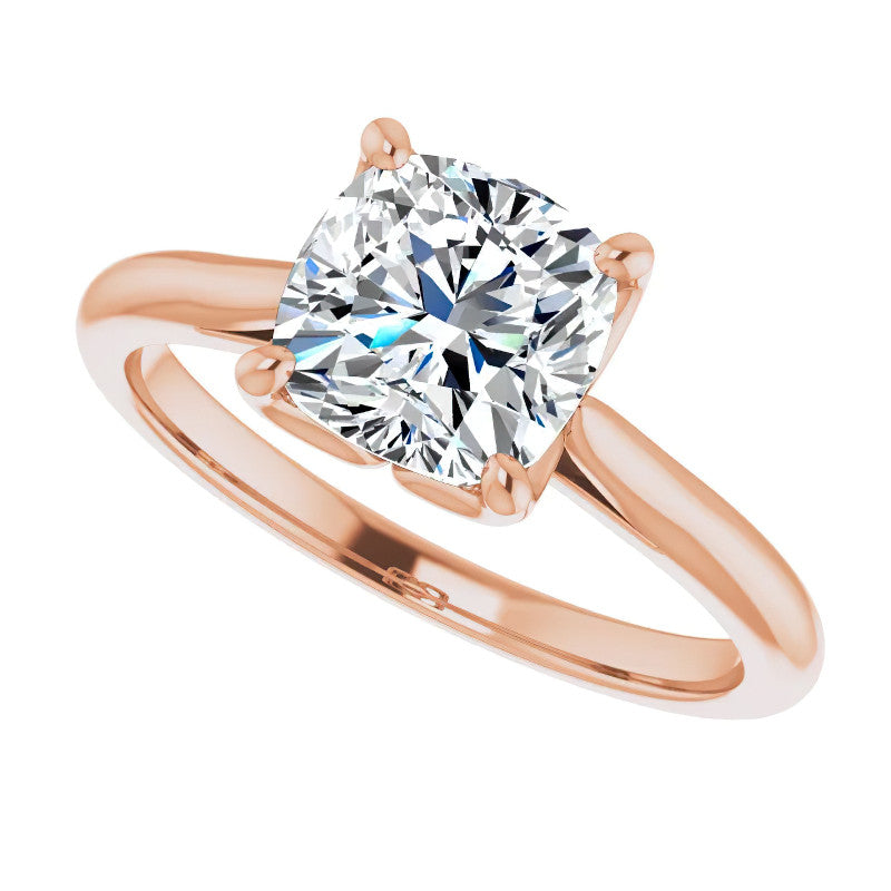 Cushion Cut Moissanite Cathedral Solitaire Ring