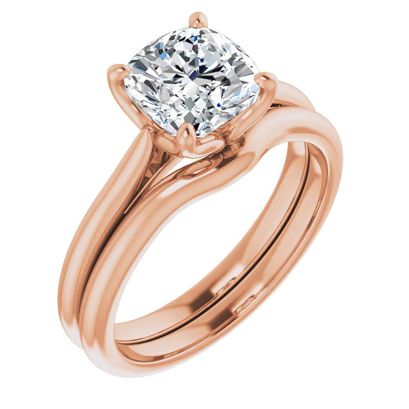 Cushion Cut Moissanite Cathedral Solitaire Ring
