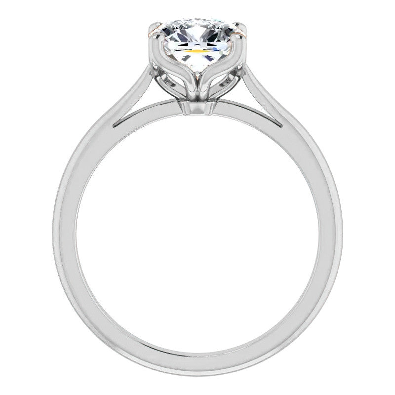 Cushion Cut Moissanite Cathedral Solitaire Ring