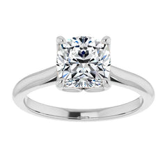 Cushion Cut Moissanite Cathedral Solitaire Ring