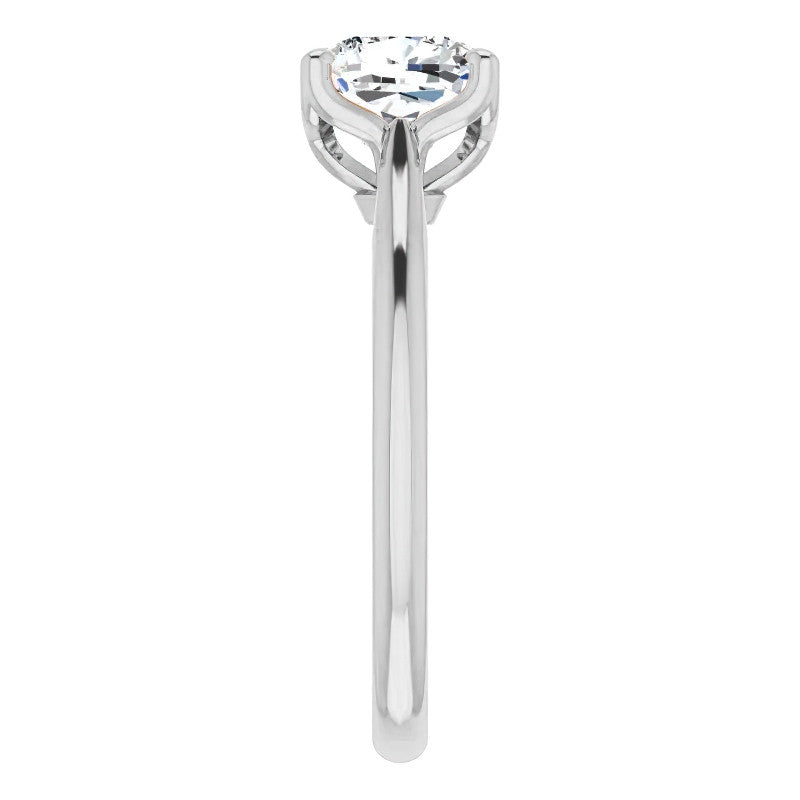 Cushion Cut Moissanite Cathedral Solitaire Ring