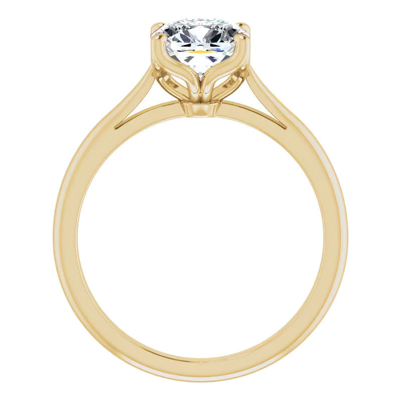 Cushion Cut Moissanite Cathedral Solitaire Ring
