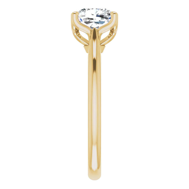 Cushion Cut Moissanite Cathedral Solitaire Ring