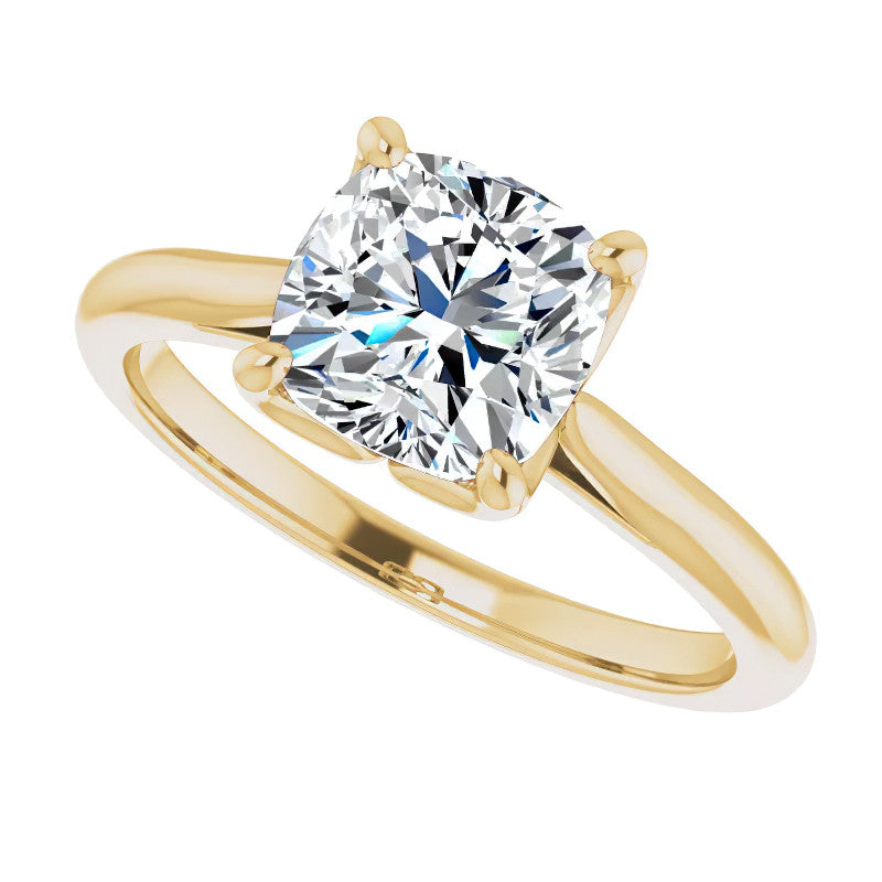 Cushion Cut Moissanite Cathedral Solitaire Ring