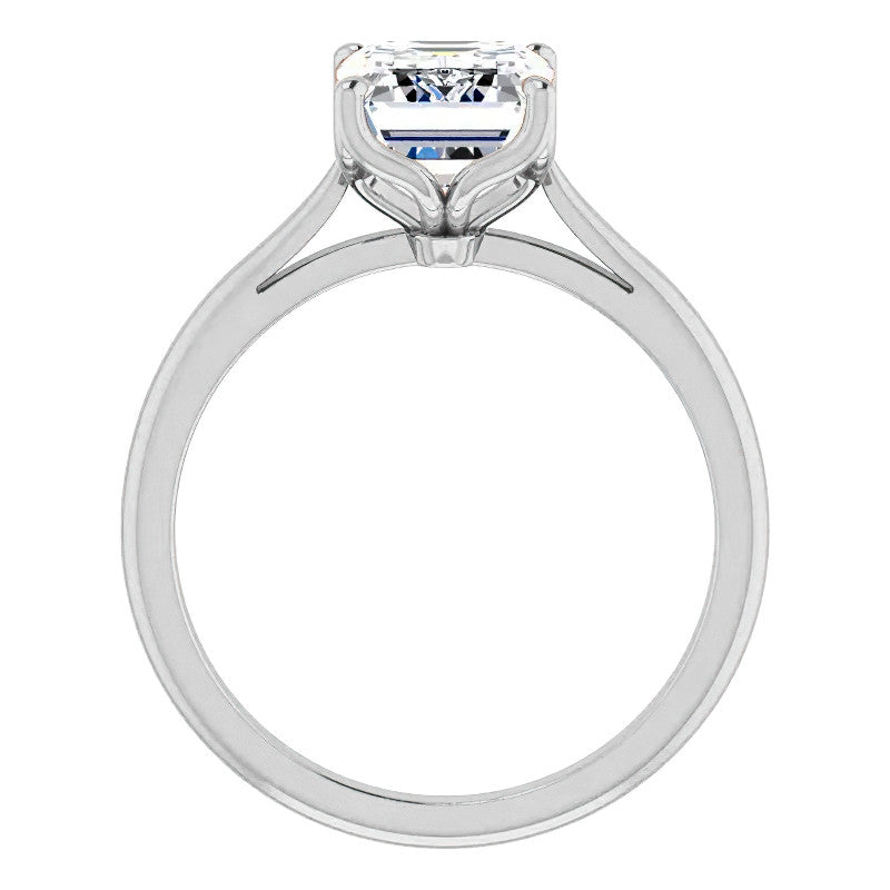 Emerald / Radiant cut Moissanite Cathedral Solitaire Ring