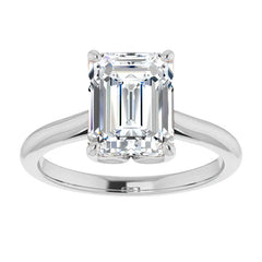 Emerald / Radiant cut Moissanite Cathedral Solitaire Ring