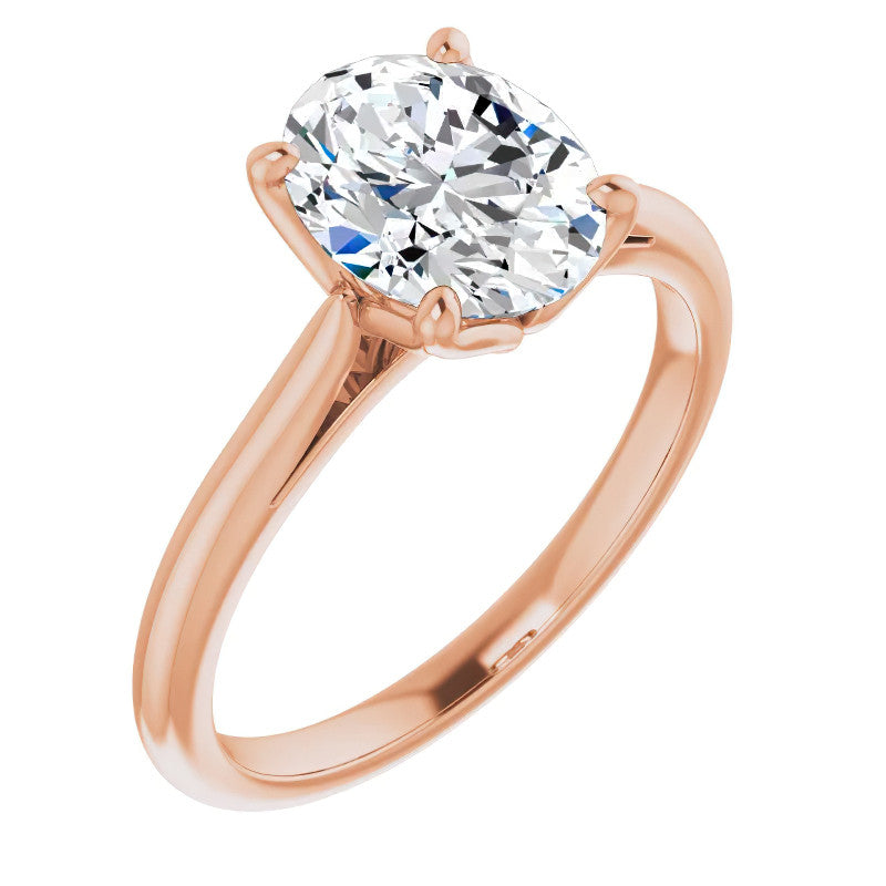 Oval Cut Moissanite Cathedral Solitaire Ring