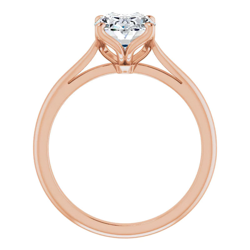 Oval Cut Moissanite Cathedral Solitaire Ring
