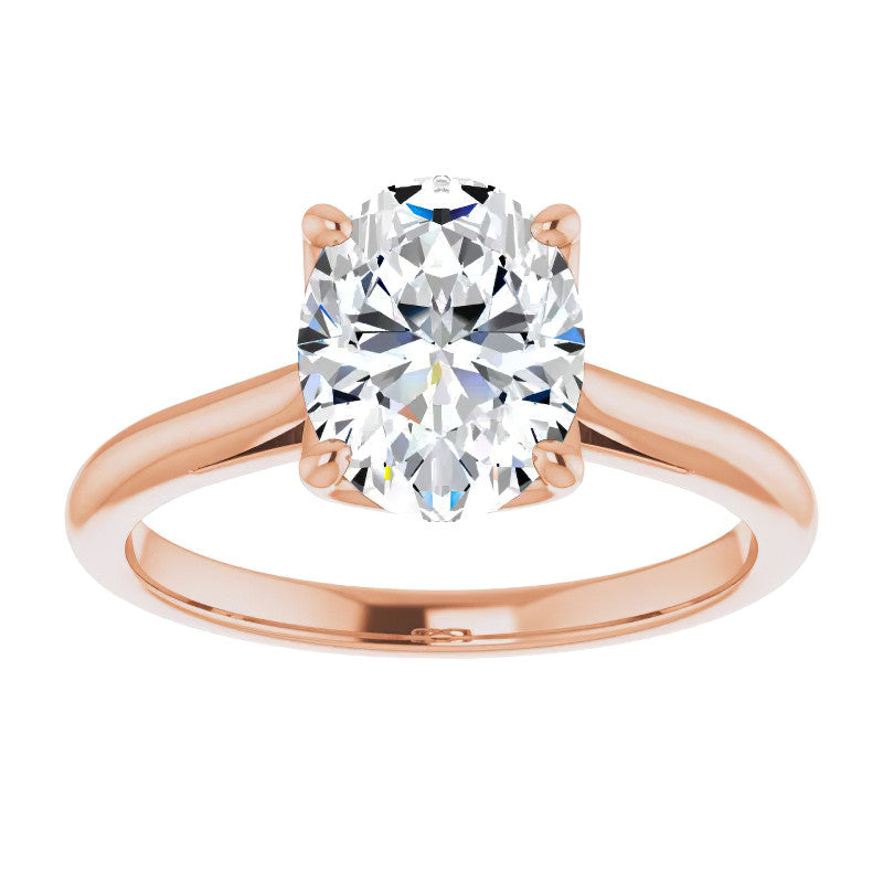 Oval Cut Moissanite Cathedral Solitaire Ring