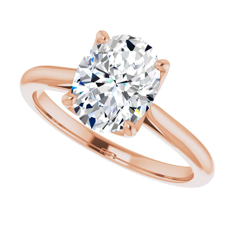 Oval Cut Moissanite Cathedral Solitaire Ring
