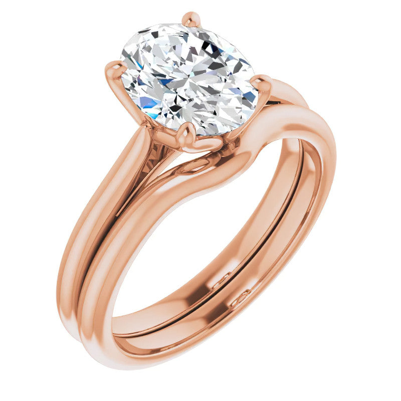 Oval Cut Moissanite Cathedral Solitaire Ring