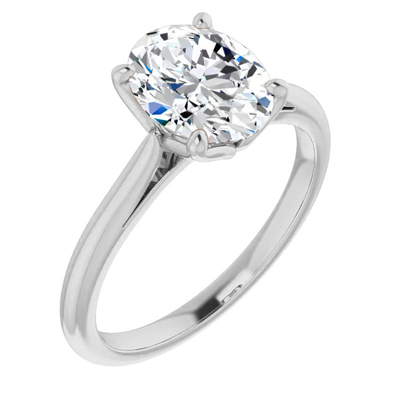 Oval Cut Moissanite Cathedral Solitaire Ring