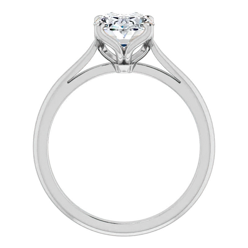 Oval Cut Moissanite Cathedral Solitaire Ring