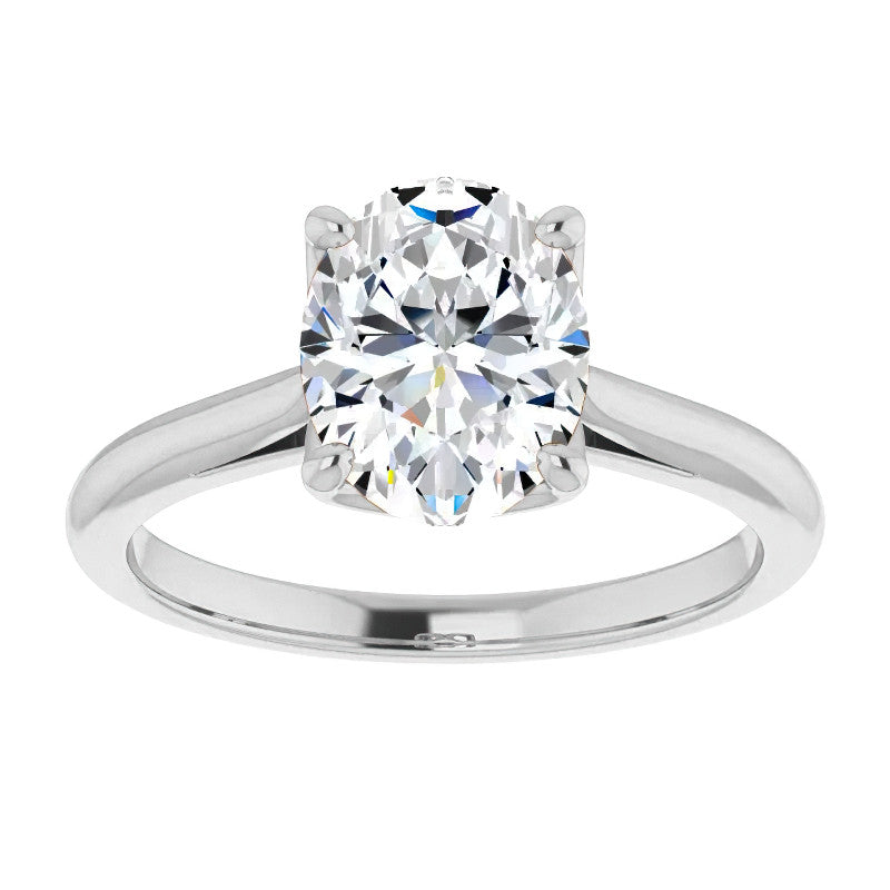 Oval Cut Moissanite Cathedral Solitaire Ring