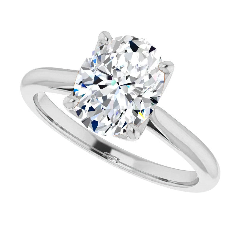 Oval Cut Moissanite Cathedral Solitaire Ring
