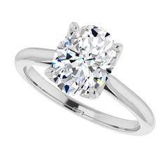 Oval Cut Moissanite Cathedral Solitaire Ring