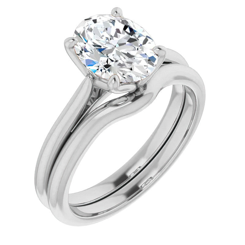 Oval Cut Moissanite Cathedral Solitaire Ring