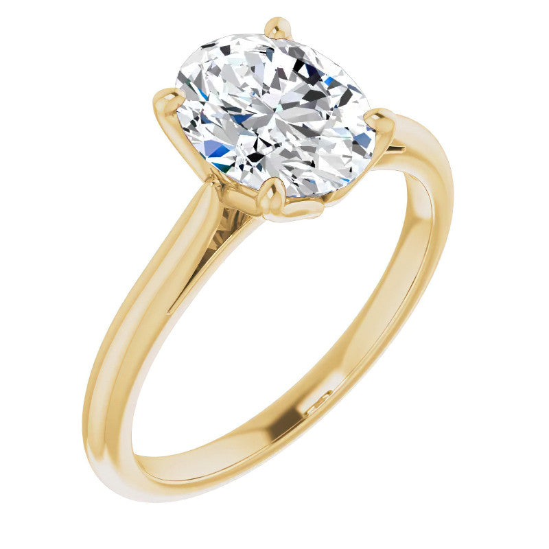 Oval Cut Moissanite Cathedral Solitaire Ring