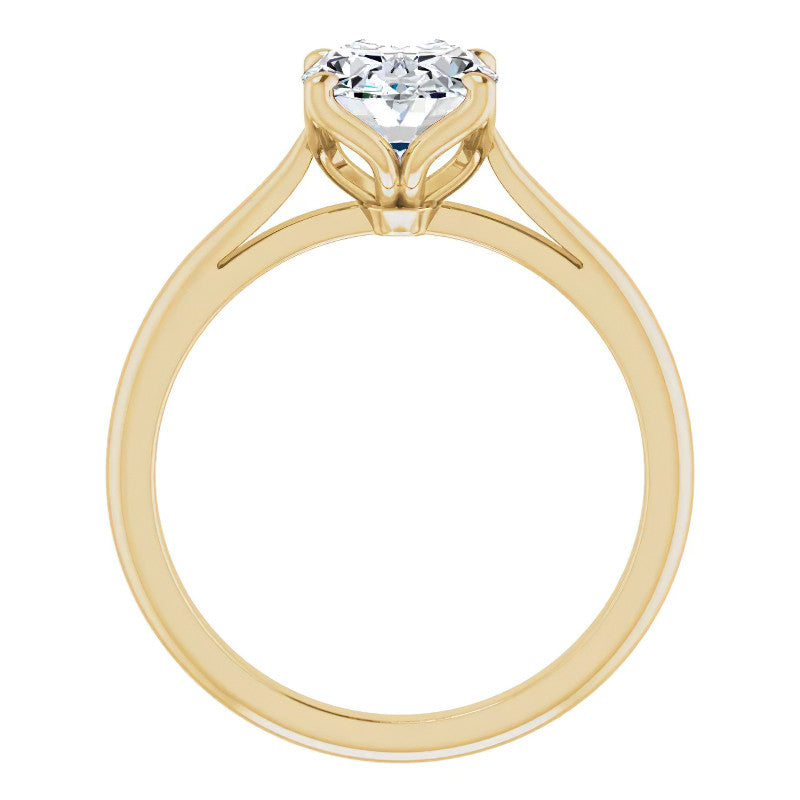 Oval Cut Moissanite Cathedral Solitaire Ring