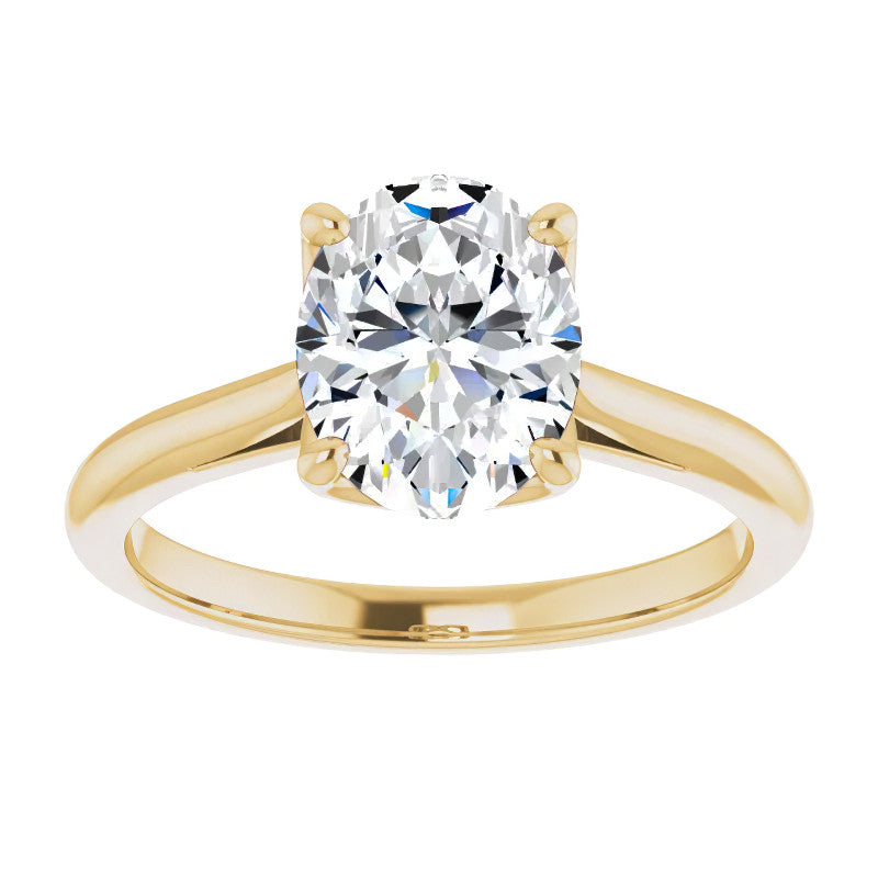 Oval Cut Moissanite Cathedral Solitaire Ring