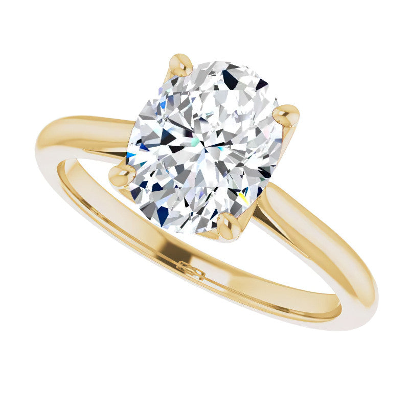 Oval Cut Moissanite Cathedral Solitaire Ring