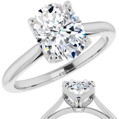 Oval Cut Moissanite Cathedral Solitaire Ring