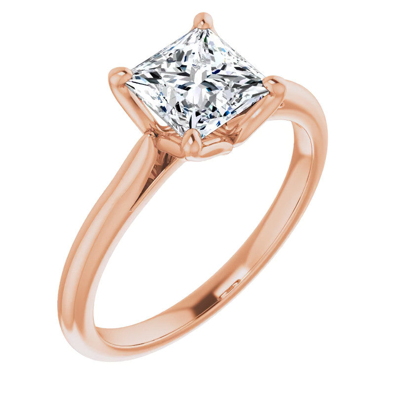 Princess Cut Moissanite Cathedral Solitaire Ring