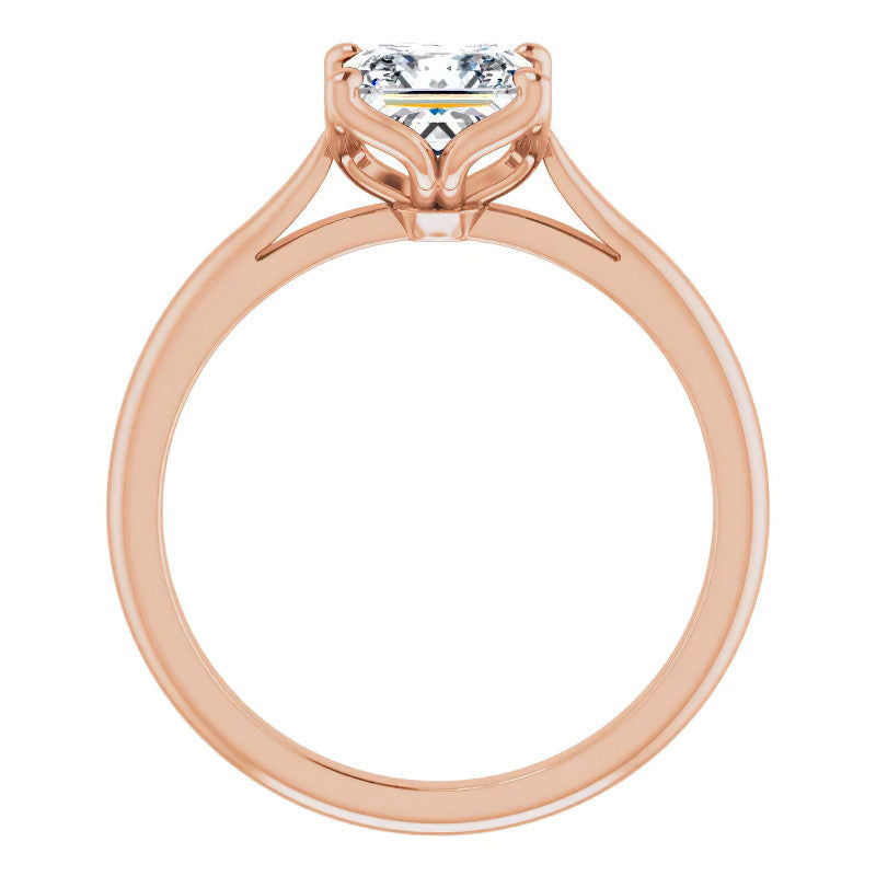 Princess Cut Moissanite Cathedral Solitaire Ring