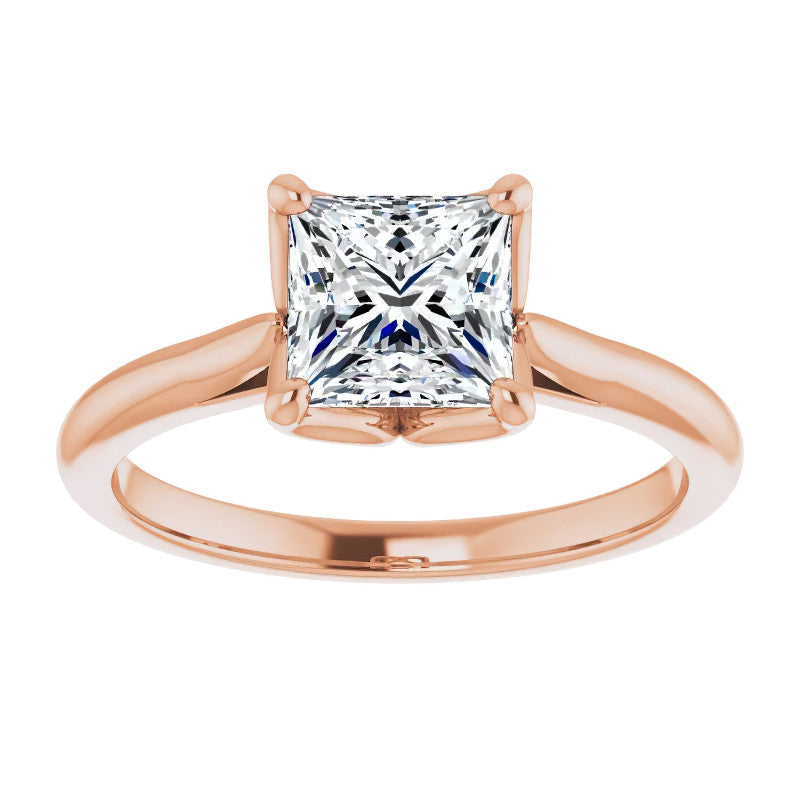 Princess Cut Moissanite Cathedral Solitaire Ring