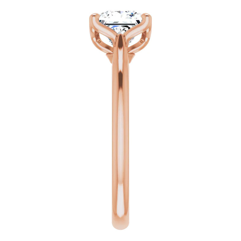 Princess Cut Moissanite Cathedral Solitaire Ring
