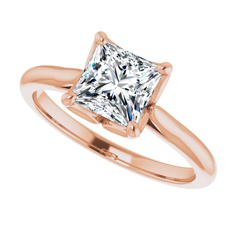 Princess Cut Moissanite Cathedral Solitaire Ring