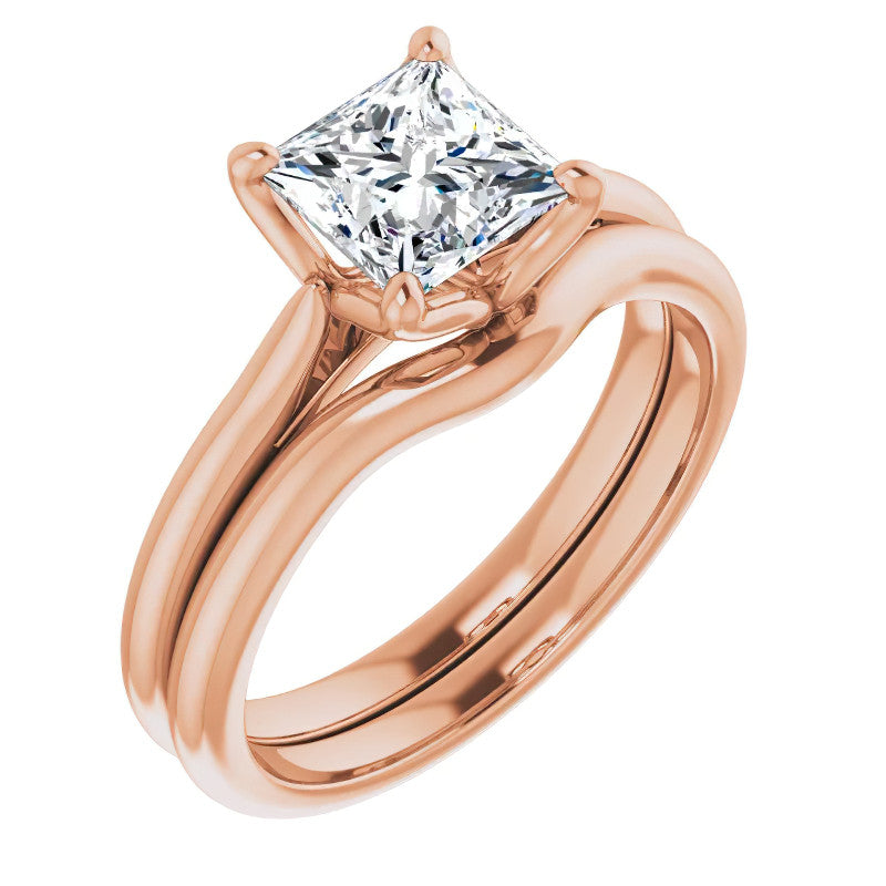 Princess Cut Moissanite Cathedral Solitaire Ring