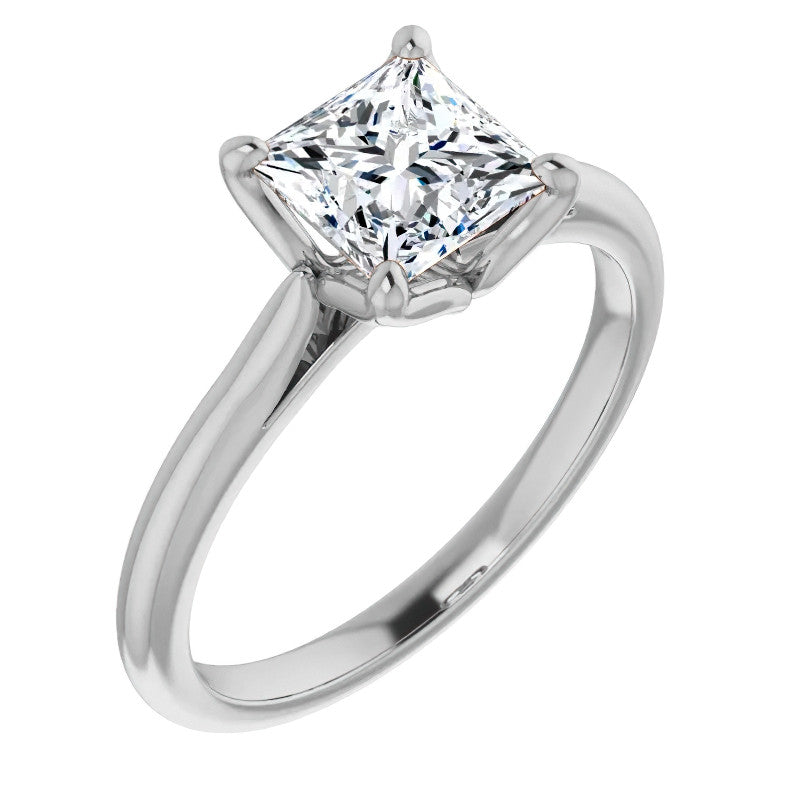 Princess Cut Moissanite Cathedral Solitaire Ring