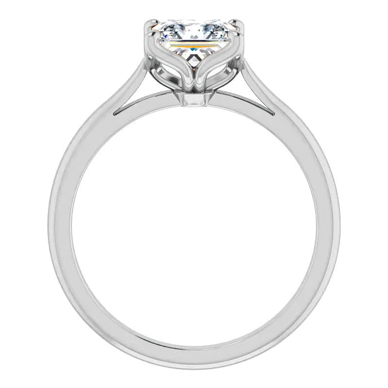 Princess Cut Moissanite Cathedral Solitaire Ring