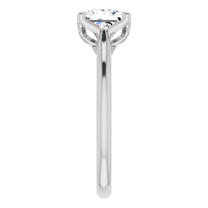 Princess Cut Moissanite Cathedral Solitaire Ring