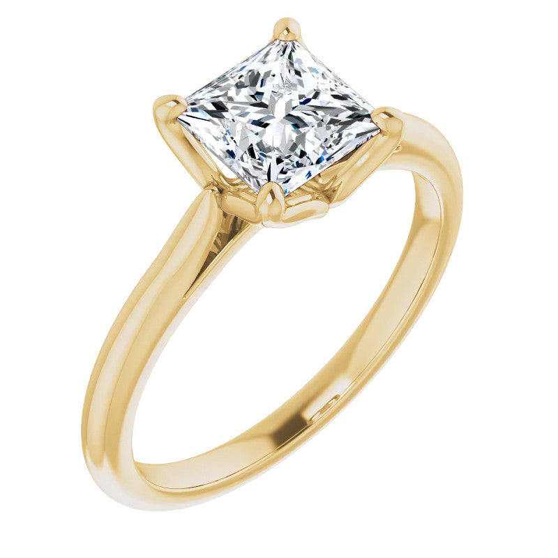 Princess Cut Moissanite Cathedral Solitaire Ring