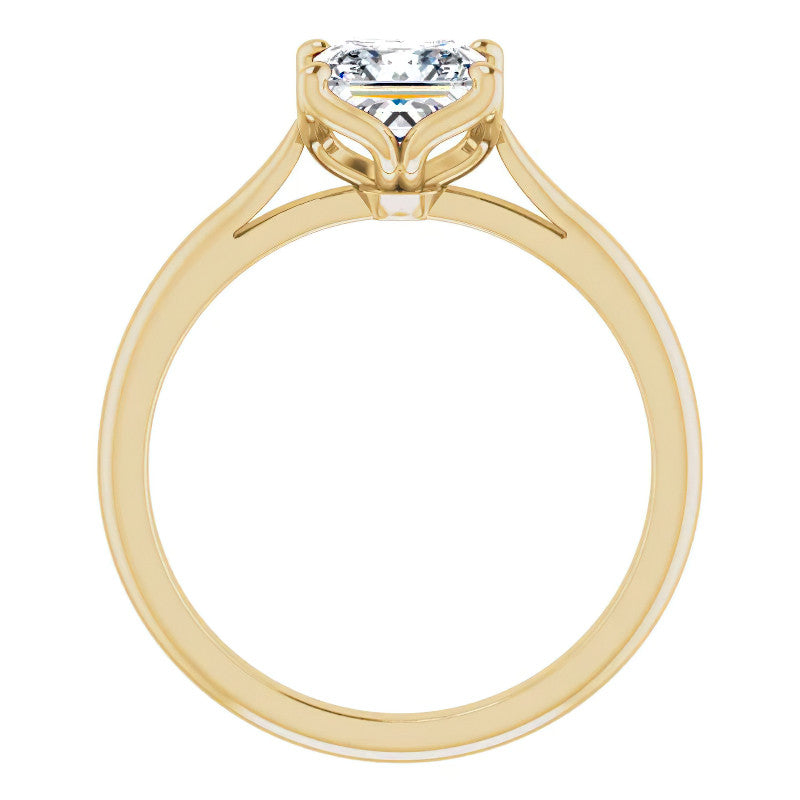 Princess Cut Moissanite Cathedral Solitaire Ring