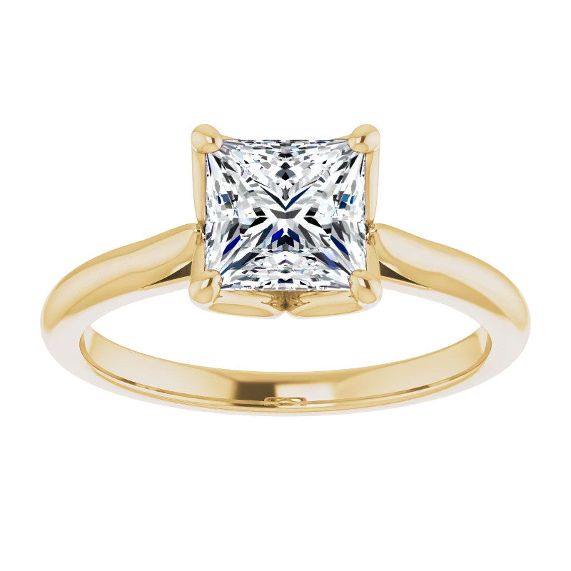 Princess Cut Moissanite Cathedral Solitaire Ring