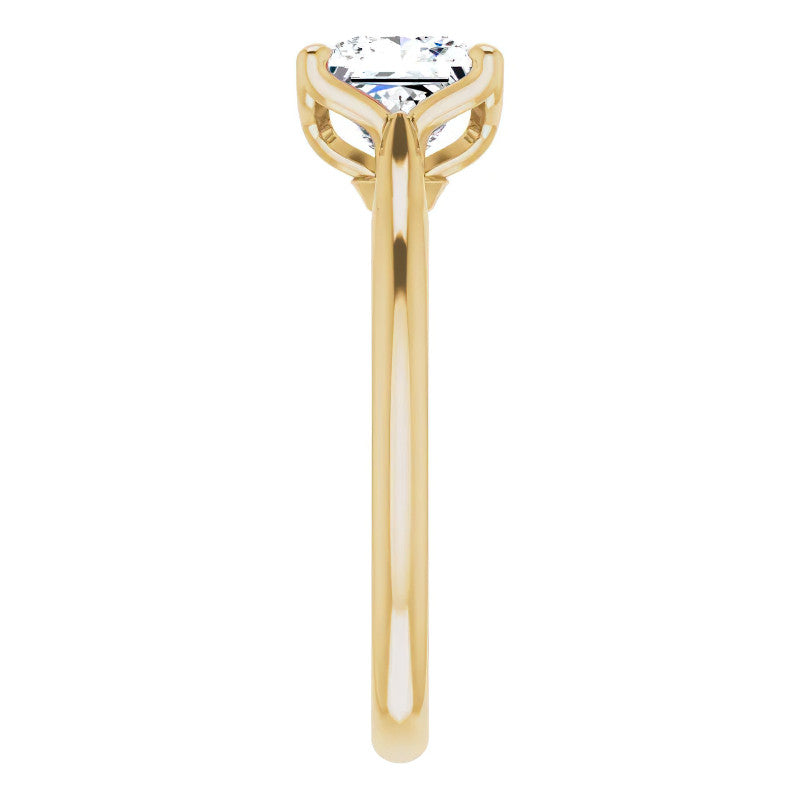 Princess Cut Moissanite Cathedral Solitaire Ring