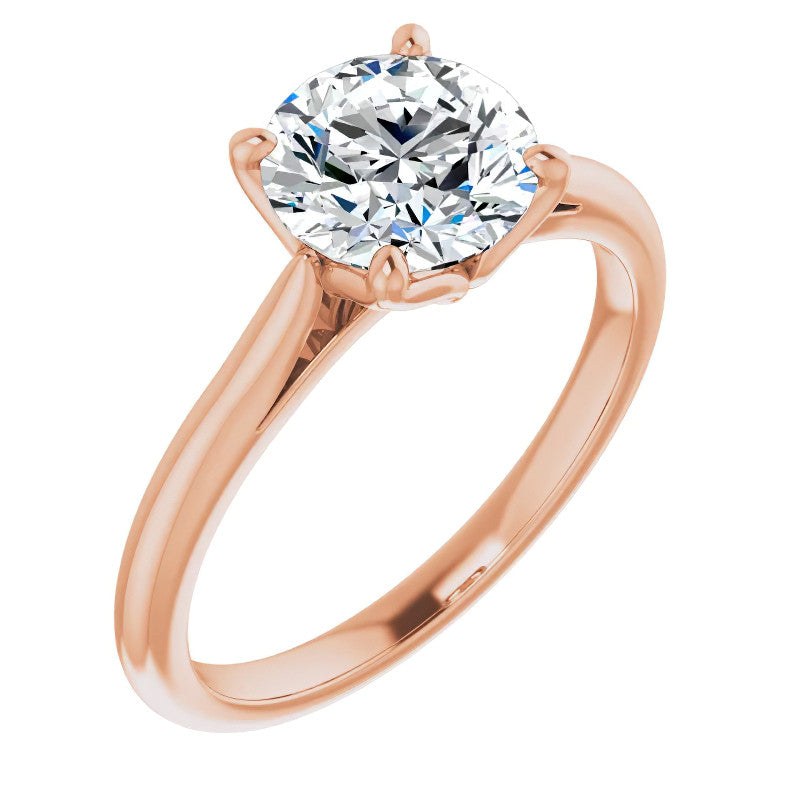 Round Brilliant Cut Moissanite Cathedral Solitaire Ring