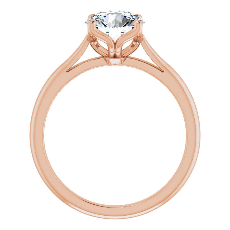 Round Brilliant Cut Moissanite Cathedral Solitaire Ring