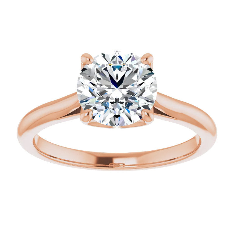 Round Brilliant Cut Moissanite Cathedral Solitaire Ring