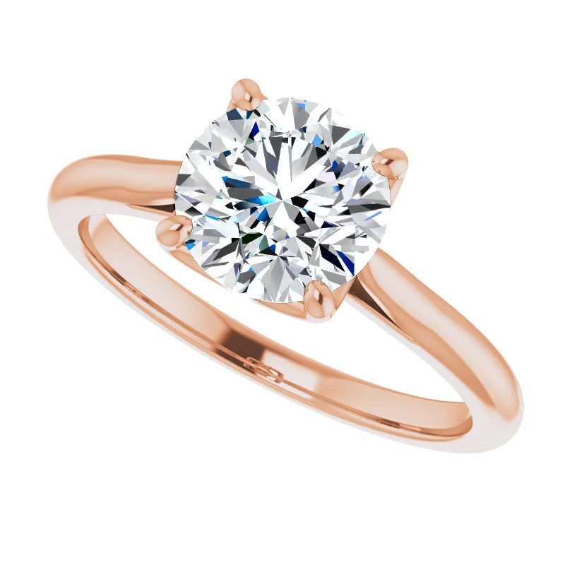 Round Brilliant Cut Moissanite Cathedral Solitaire Ring