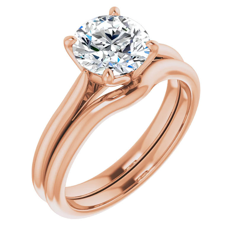 Round Brilliant Cut Moissanite Cathedral Solitaire Ring